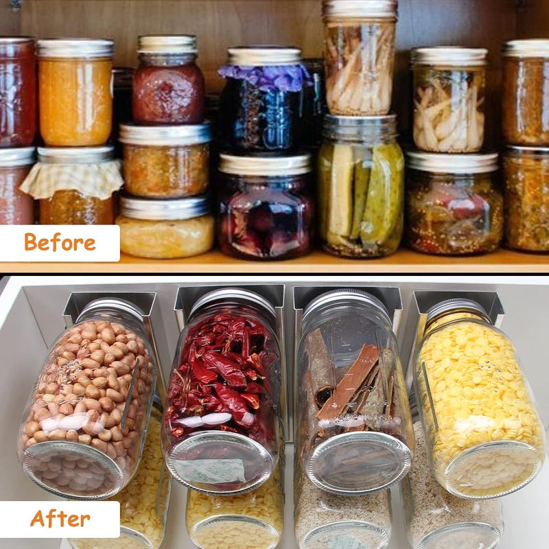 lopeztek Mason Jars Organizer Rack, Canning Storage Under Pantry Hanger for All Oz, Mason Jar Storage Hanging Holder and Organization, Kitchen Cabinet Shelf Mount Accessories(2 Pcs-Regular) - Image 4
